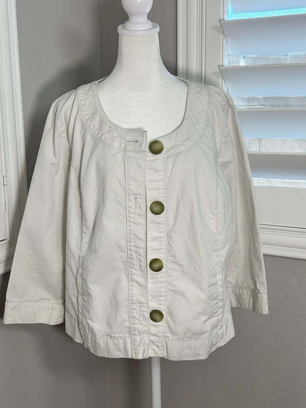 Merona Jacket Size 18 Off White Cotton Button Front
